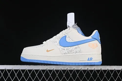 All categories Nk Air Force 1 Air Force series Nk Air Force 1 Low Air Force low-top Nike Air Force 1'07 Low Balenciaga co-branded white blue gold Air Force 1 low-top casual sneakers YF9511-803